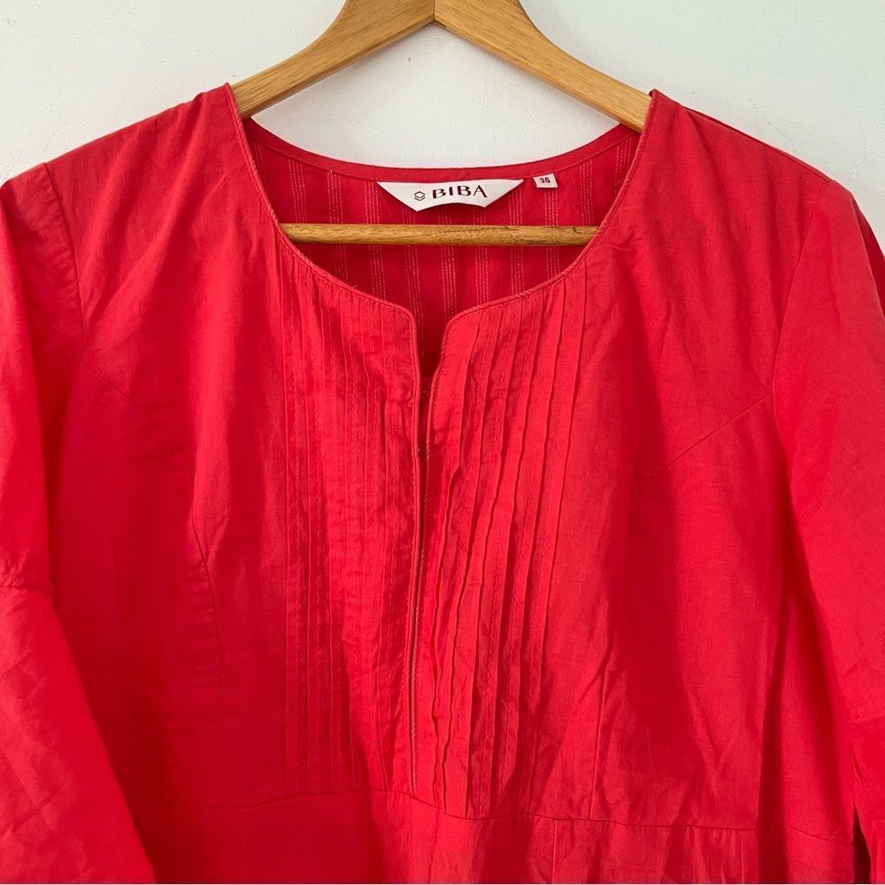 Biba Coral Pink  Bell Sleeves Cotton‎ Pockets Maxi Dress - Picture 12 of 12